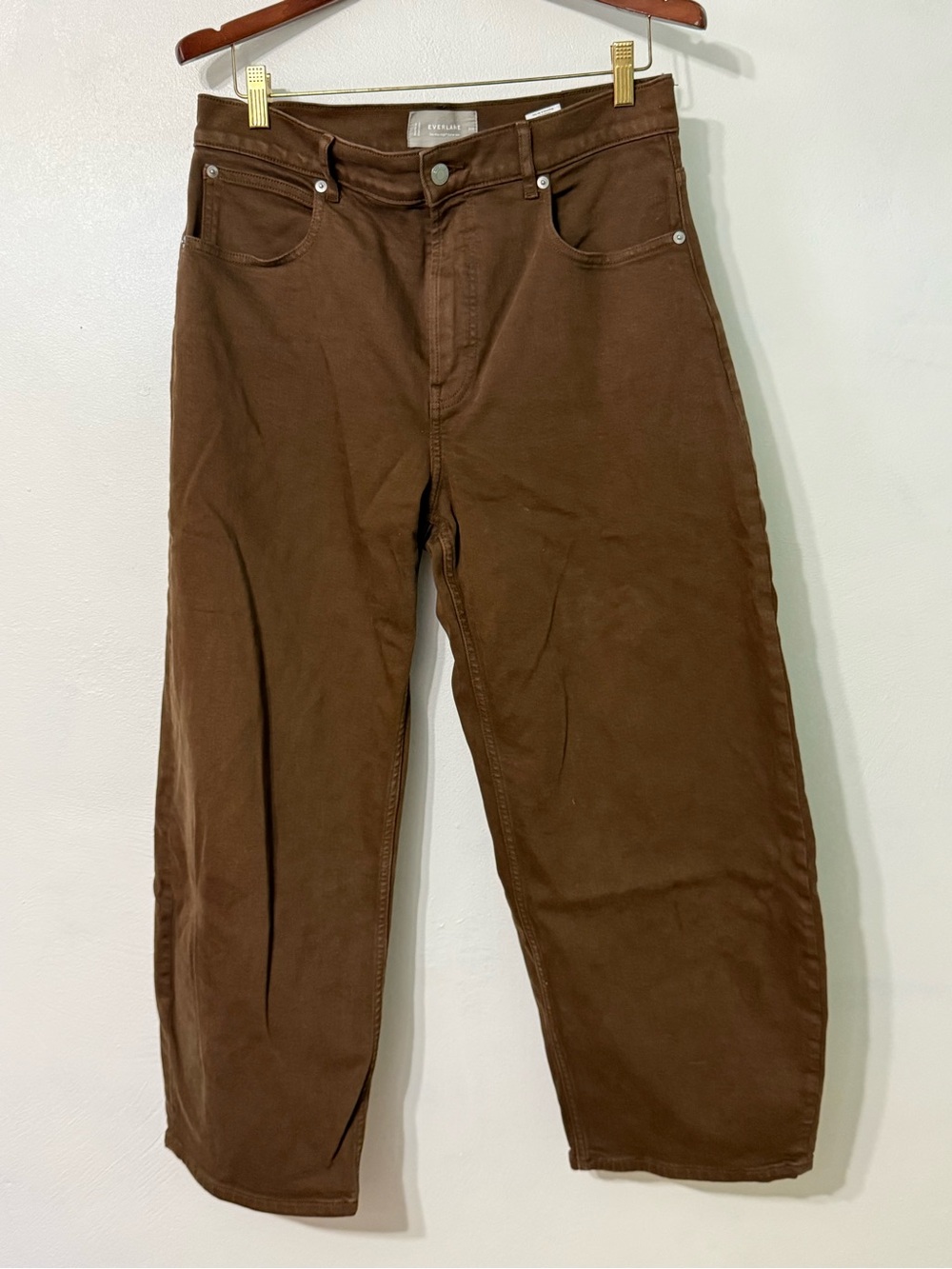 Everlane The Way-High® Curve Jean Brown Barrel-Leg High-Rise Jeans 30R - Picture 3 of 9
